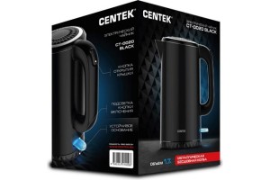 Чайник Centek CT-0020 Black металл 1,7л, 2200W